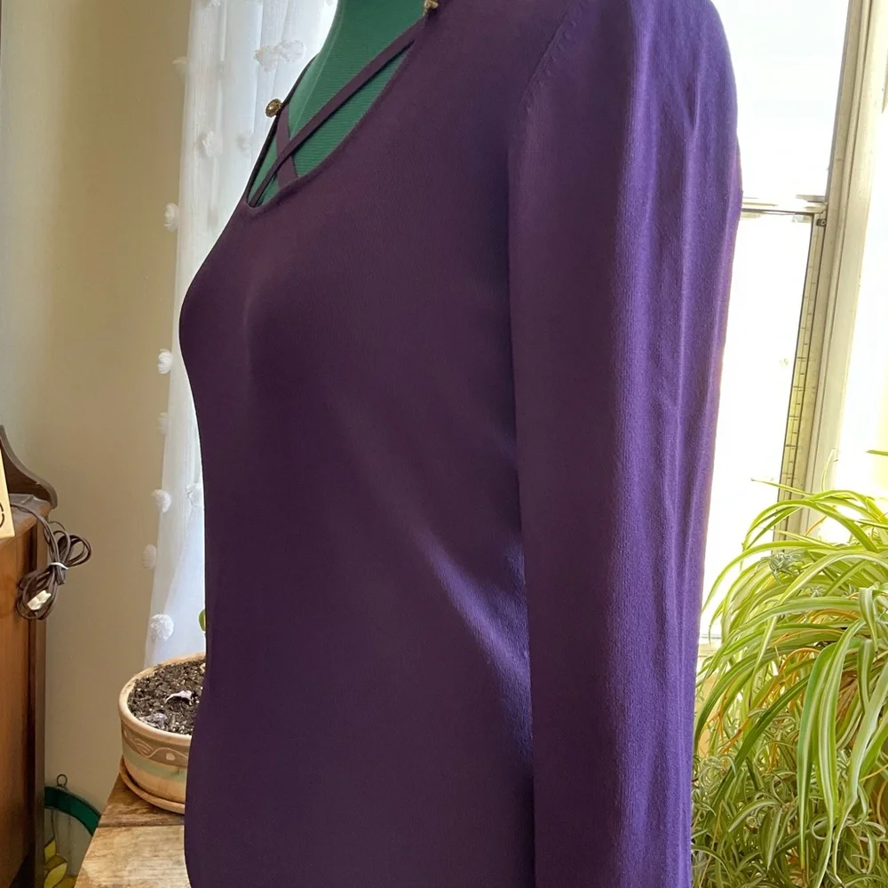 Kikit Pullover Sweater Blouse Size L Purple 3/4 Sleeve